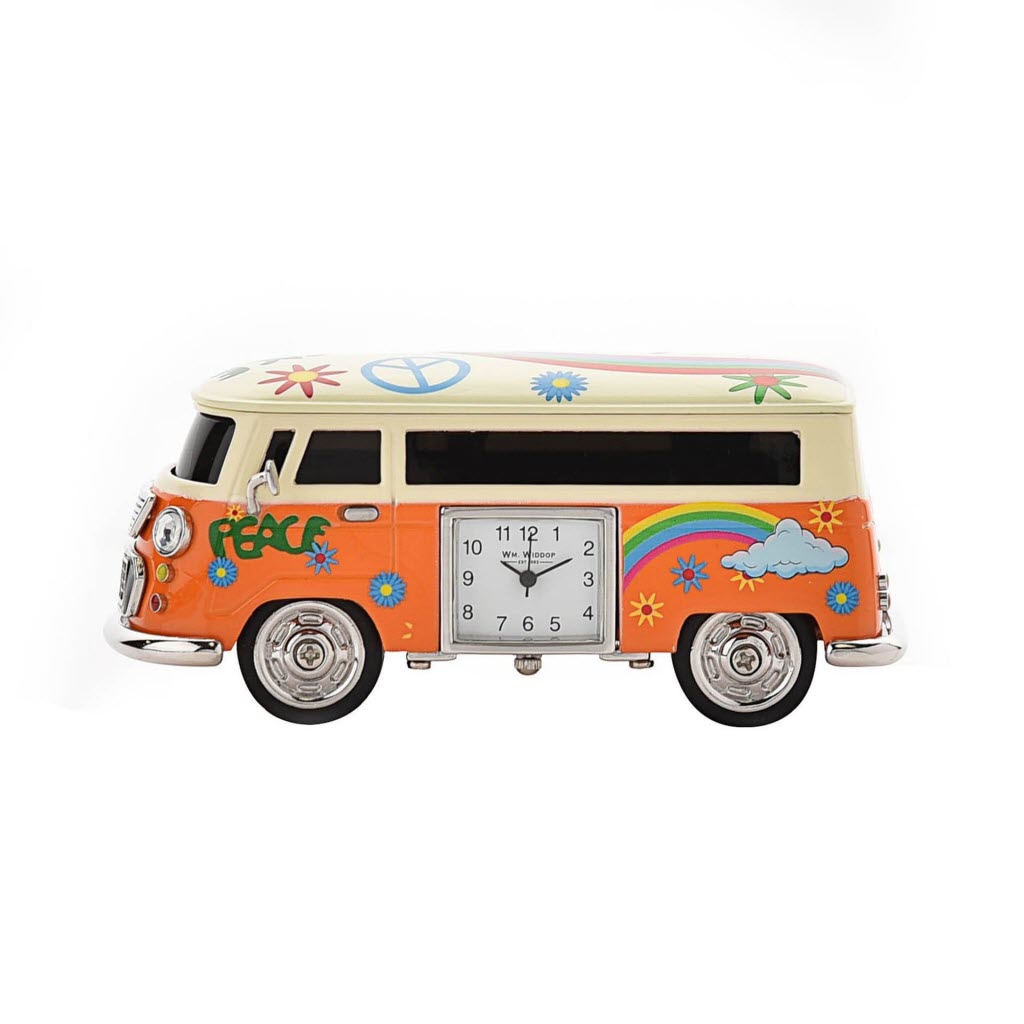 Campervan miniature clock by William Widdop - orange